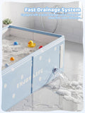 Collapsible Dog Bath Tub for Small Dogs & Cats, Portable Puppy Tub with Side Drain Outlet, Hanging Tab, Foldable Rigid-P