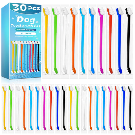 Navona 30 PCS Dog Toothbrushes, Double Headed Anti Slip Dog Tooth Brushing Kits, Cat Toothbrush, Pet Toothbrush for Dogs, Easy to Clean and Care for Teeth, Suitable for Small to Large Dogs and Cats