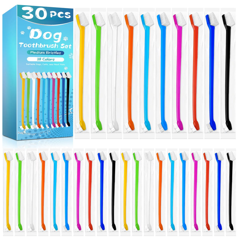 Navona 30 PCS Dog Toothbrushes, Double Headed Anti Slip Dog Tooth Brushing Kits, Cat Toothbrush, Pet Toothbrush for Dogs, Easy to Clean and Care for Teeth, Suitable for Small to Large Dogs and Cats