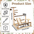 Bird Playground, Natural Wooden Parrot Playstand, Parakeet Playground with Stainless Steel Feeding Cups, Swing, Removabl