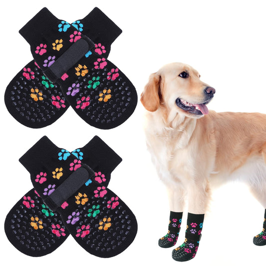 SCENEREAL Anti Slip Dog Socks to Prevent Licking Paws for Hardwood Floors, Double Sides Dog Shoes Boots & Paw Protectors for Hot/Cold Pavement, Dog Grippy Booties for Small Medium Large Senior Dogs