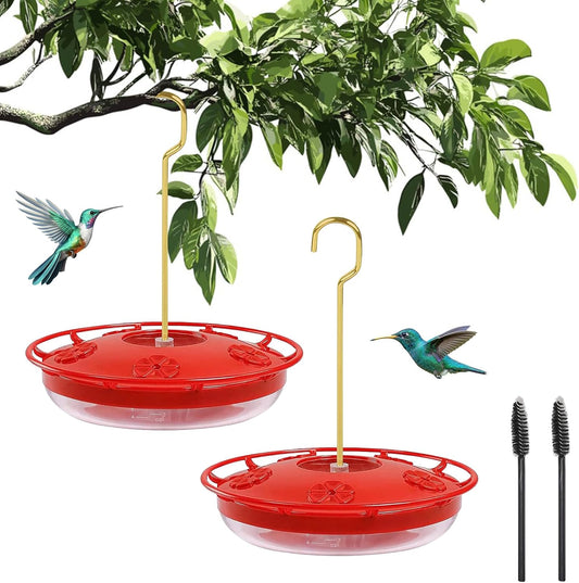 2 Pack Hummingbird Feeders for Outdoors, 5 Feeder Ports with Brush, Tree
