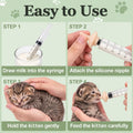 Newborn Pet Nursing Kit - 6 Pack 3ml Syringes & 6 Silicone Nipples. Anti-Choke Feeding Supplies for Kittens, Puppies, Sm