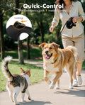 Pecute 26ft Dog Leash Retractable with Chew Proof Extender, Heavy Duty Retractable Dog Long Leash with Poop Bag Holder,Anti-Slip Grip, Reflective Leashes for Medium Large Pets 33lbs-110lbs (Black)