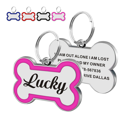 Dog Tags Personalized for Pets Dog Name Tags Personalized Dog Tag Engraved Custom Dog Tags for Pets Custom ID Tags for Puppy Cat (Pink, S)