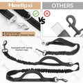 Heellpxi Dog Leash with Waist Belt, Reflective Stitching, Dual Handles, Elastic Retractable Design, Perfect for Running, Black, Suitable for Medium and Large Dogs