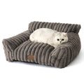 COZY KISS Cute Cat Couch, Fluffy Sofa Bed for Cats and Small Dogs, Premium Faux Rabbit Fur Cats beds for Indoor Cat, Ultra-Soft Supportive Pet Couch Furniture (Grey, S: 25.5''x17.5'')
