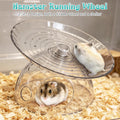 Hamiledyi Hamster Flying Saucer with Hideout House Plastic Hamster Wheel Small Animal Silent Running Wheel Gerbil Exerci