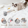 Migipaws Interactive MigiMouse Cat Toy 360° Rolling & Spin with Mesh Plastic Tail for Indoor Cats Smart Motion Sensor, Realistic Squeak, Rechargeable Plush Kitten Toy(Grey)