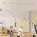 SUNSHINETOP Cat Wand Toy, Interactive Kitten Feather Toys Self Play, Cat Teaser for Indoor Cats Reusable Suction Cup Toys for Indoor Cats Kittens Play Exercise