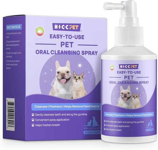 HICC PET Dog Dental Care Spray, Vet-Trusted Breath Freshener & Teeth Cleaning Spray, Eliminate Bad Breath, Support Healthy Gums, Help Reduce Plaque & Tartar, No Brushing, 5.1 Fl Oz
