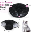 Cat Tunnel Bed for Indoor Cats, Peekaboo Cat Cave with Washable Soft Play Mat, Furry Cat Tube, for Kitten/Puppy/Rabbit, Kitten Series Black Pink