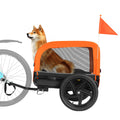 Sepnine Dog Bike Trailer, Dog Cart for Bicycle, Suitable for Small and Medium Pets, Easy Folding Cart Frame, Quick Release Wheel, Non-Slip Floor, Internal Leash, 66LBS Orange