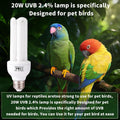 HarmonyHome Bird Cage UVB Light Combo Kit, Avian Sun Lamp 2.4% UVB UVA 20W Compact Fluorescent Bulb for All Kinds Captive Birds, 2 Bulbs Included