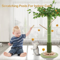 Sheripet Cat Scratching Post, 45 Inch Tall Cat Scratcher Tree for Indoor Cats Adults with Natural Sisal Rope, Large Scratching Posts with Rubber Brush, 3-Layer Solid Wood Base and Balls Track Toy