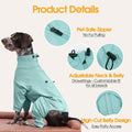 LeleTail Recovery Suit for Small Medium Large Dogs, Adjustable Surgical Recovery Suit for Dogs Female Male, Zipper On 4 Leg Long Sleeve Dog Pajamas Onesie for Shedding Anti-Licking Wound Skin Disease