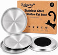 4 Pack Stainless Steel Shallow Cat Bowls，Whisker Safe Cat Plates