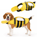 KOOLTAIL Dog Life Jacket, Cute Bee Front Float Dog Life Vest for Swimming Boating, Reflective Pet Lifesaver Swimsuit with Rescue Handle and Chin Float, Super Buoyancy for Puppy Small Medium Dogs, L