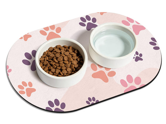Cat Food Mat Small - 20''x12'' Absorbent Cat Feeding Mat, Pet Water Mats Protect Floor, No Stains Quick Dry Pet Placemats for Food and Water Bowl, Non-Slip Base Cats Bowl Mats for Messy Drinkers