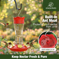 Kingsyard 2-Pack Glass Hummingbird Feeder for Outdoors Hanging, 10 oz Leak-Proof Humming Bird Feeders with Ant Moat & Be