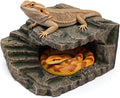 Extra Large Reptile Hide and Basking Platform, Resin Rock Cave for Bearded Dragons, Geckos, Snakes, Turtles and Lizards