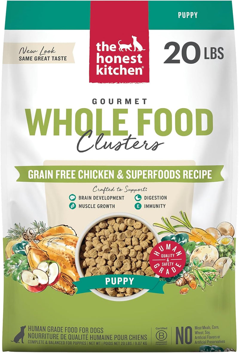 The Honest Kitchen Puppy Grain Free Chicken & Superfoods Whole Food Clusters for Puppies, Vet Crafted Human Grade Dry Do