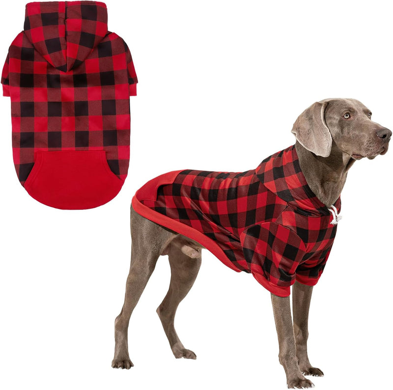 KOOLTAIL Plaid Dog Hoodie Pet Clothes Sweater with Hat and Pocket for Small Medium Large Size Dogs, Soft Winter Warm Dog