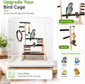 Bird Playground,Parrots Wooden Playstand with Removable Tray & Feeding Cups,Natural Wooden Parrot Stand Suitable for Sma