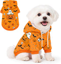 Dog Halloween Hoodie for Small Medium Dogs - Comfort Dog Halloween Hooded Sweatshirt with Pocket and Leash Hole for Fall