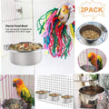 Kathson 2 Pack Bird Feeding Dish Cups, Stainless Steel bird bowls Parrot Feeders Water Cage Bowls with Clamp Holder Bird