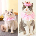 Ushang Pet Cat Princess Costumes Cat Crown Hat & Lace Bandana Scarf Set, Puppy Party Hat for Small Dogs & Cats, Lace Outfit for Cats and Small Dogs Birthday Party (Pink)