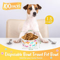 Mifoci 100 Pcs Disposable Dog Bowls 1.5 Cups Pets Disposable Feeding Bowls for Dogs and Cats Pets Paper Travel Cups for 