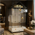 60in Large Flight Bird cage, Equipped with Bird's Nest，Ladder, Swing, Feeder, etc. with Wheels for Easy Outdoor Movement, Suitable for Parrots, Pigeons (Black, 28.4" L x 14.2" W x 60" H)
