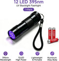 UV Light Blacklight Flashlight:12 LED Black Light Finds Hidden Pet Urine