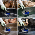 2 Pack Livestock Trough Cleaning Brushes with Protective Gloves, Heavy Duty Plastic Scrub Brush with Non-Slip Handle, Co