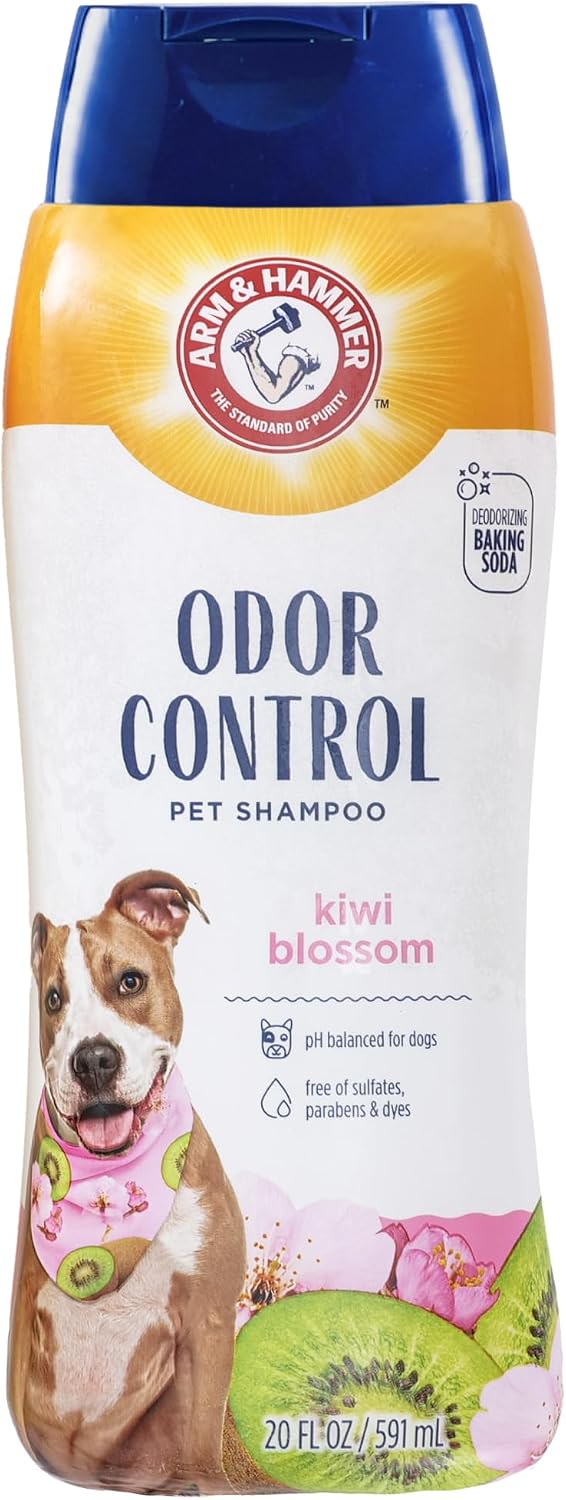 Arm & Hammer Deodorizing Dog Shampoo with Baking Soda for Odor Control, Tearless Moisturizing Formula for Sensitive Skin, Fresh Kiwi Blossom Scent, Safe for Dogs and Puppies, 20 Fl Oz