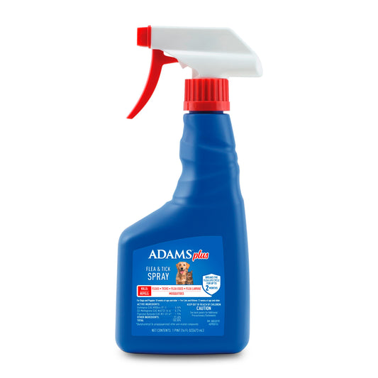 ADAMS Plus Flea & Tick Dog and Cat Spray, Kills Fleas & Ticks, Repels Mosquitoes, Prevents Flea Infestations for up to 2 Months, Flea Treatment for Dogs, Cats, Puppies, & Kittens, 16 Fl oz