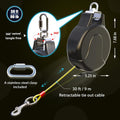 30ft Retractable Dog Leash, 2-in-1 Retractable Dog Lead for Zipline, Aerial Run Cable Trolley Or Stake Anchor, No Tangle