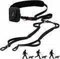 3-in-1 Hands Free Double Dog Leash with Detachable Pouch,Waist Dog Leash for 2 Dogs with Reflective Stitches 4 Comfortab