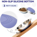 3 Pack Stainless Steel Cat Bowls, Cat Dishes Whisker Friendly with Non-Slip Silicone Bottom, Easy to Clean, 5.5" Shallow