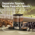 DownyPaws Automatic Cat Feeder 2 Cats, Rechargeable Timed Food Dispenser BK
