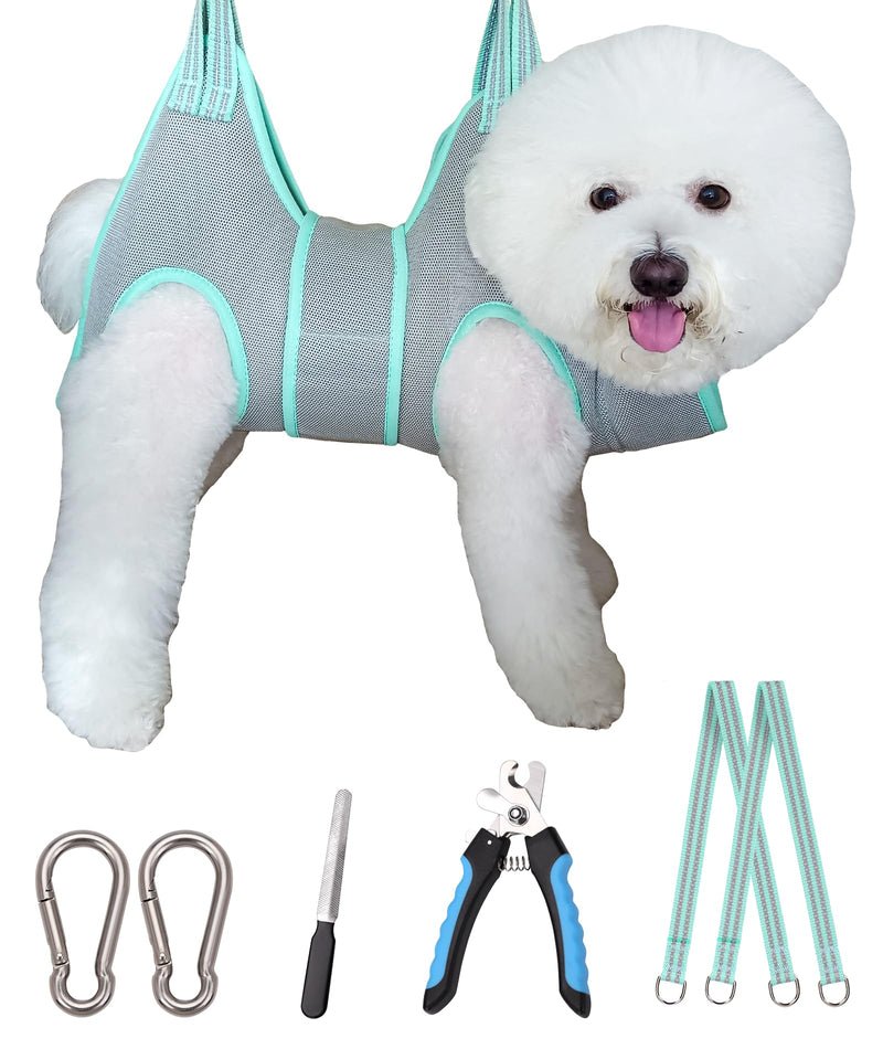 Kkiimatt Dog Grooming Hammock Harness, Small Dog Groming Sling, Gray Dog Hanging Harness for Nail Trimming,Dog Nail Clipping Hanger Restraint Holder