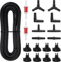 Pawfly 25 Feet Black Airline Tubing Standard Aquarium Air Pump Accessories Set with Suction Cups Connectors and Check Va
