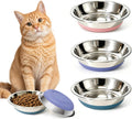 3 Pack Stainless Steel Cat Bowls, Cat Dishes Whisker Friendly with Non-Slip Silicone Bottom, Easy to Clean, 5.5" Shallow
