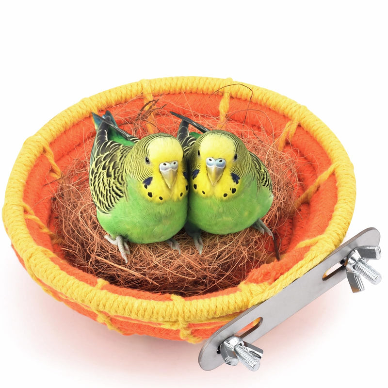 KATUMO Bird Nest, 5.3in Parrot Breeding Nest Bed with Natural Coconut Fiber Bedding for Budgie, Parakeet, Cockatiel, Conure, Lovebird, Canary, Finch, Small Birds