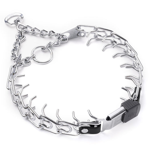 Herm Sprenger Prong Collar with Quick Release Cliclock Buckle & Short Links & Biothane Insert | Chrome Plated Steel No Pull Dog Training Collar Made in Germany, 20in x 3.0mm Necks up to 16-17in, Black