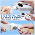 2-in-1 Quiet Electric Pet Nail Clipper & Grinder with Light for Dogs Cats