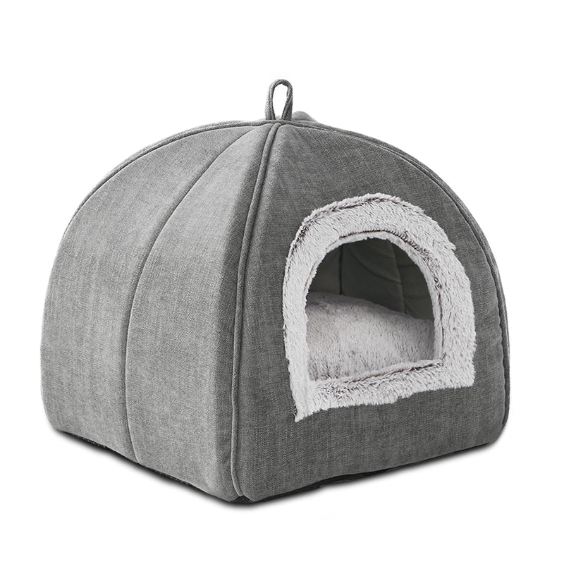Cat Bed Cave-Cat Beds for Indoor Cats,Kittens and Small Pets,Soft and Warm Cats House Tent Bed,Foldable and Washable with Removable Cushioned and Anti Slip Bottom,Grey 15inches