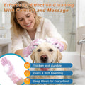 MIYIJHY 7-Piece Pet Grooming Kit with Storage Bag | Portable Bathing Set for Dogs & Cats | Includes Silicone Gloves, Deshedding Brushes & Finger Toothbrushes | All-in-One Pet Care (Pink)