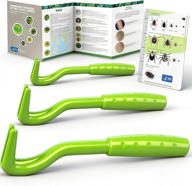 Tick Remover Tool and Tique Identification Card for Dogs Cats and Humans for Lyme Prevention